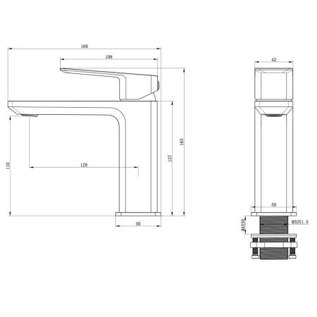 Смеситель для раковины WONZON & WOGHAND DIAMOND, Брашированный никель (WW-88139011-BN), артикул WW-88139011-BN