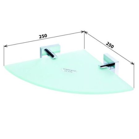 Полка стеклянная Beta угловая 255x55x255мм, хром, артикул 132102012