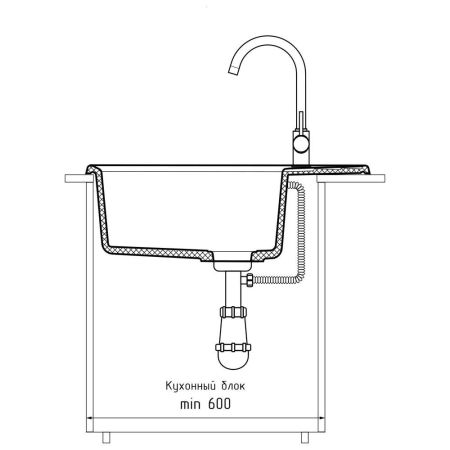 Кухонная мойка GranFest LEVEL 660L, кашемир, артикул LV-660L кашемир