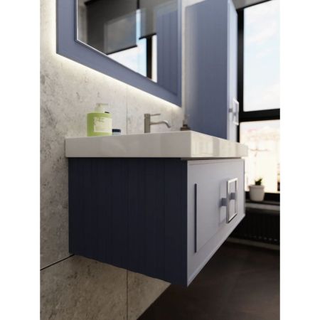 Тумба под раковину подвесная La Fenice Cubo FNC-01-CUB-BG-80, синяя, артикул FNC-01-CUB-BG-80