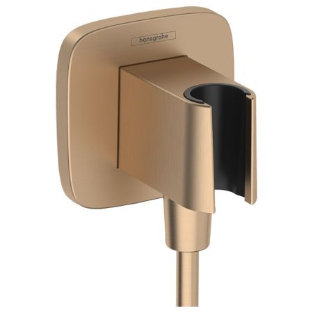 HANSGROHE FIXFIT Q Шланговое подсоединение с держателем ручного душа, цвет Шлифованная бронза, артикул 26887140