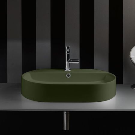 Kerasan Ciotola Раковина-чаша 65х40хh12см, с 1отв., с переливом, цвет: Verde muschio, артикул 028511 Verde muschio *1