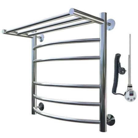 Электрический полотенцесушитель Тругор Приоритет 2 элТЭН 60x50 с полкой Хром, артикул Приоритет2/элТЭН6050П