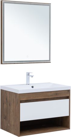 Тумба под раковину Aquanet Тренд 75 дуб рустикальный/белый сатин, артикул 00345118