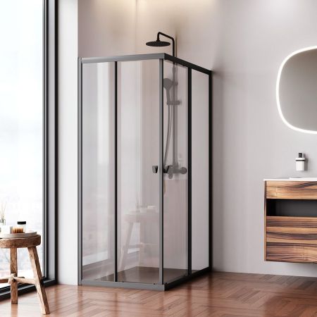 W87G-403-12080-BT Sunny душ огражд прямоугольн, раздвижн двери 120x80 черный,стекло прозрачн, артикул W87G-403-12080-BT