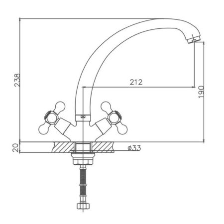 Смеситель для кухни Cron CN4219-2, хром