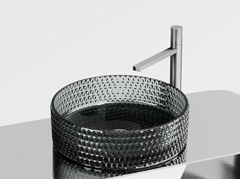 Умывальник чаша накладная круглая (цвет черный) Кристалл (Cristal) 360x360x112мм