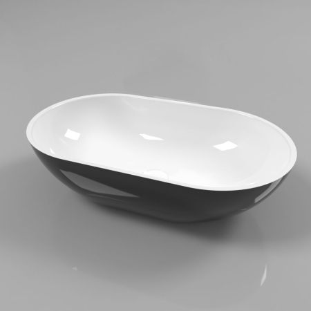 Умывальник WHITECROSS Amber 60x35 (черный/белый глянец) иск. Камень