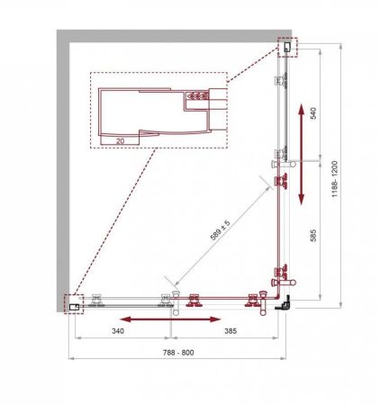 Душевой уголок BELBAGNO UNO-195-AH-2, артикул UNO-195-AH-2-120/90-P-NERO