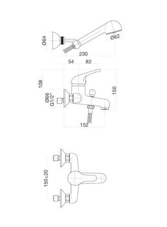 Смеситель для ванны Fiore KING 39CR1000, хром, артикул 39CR1000