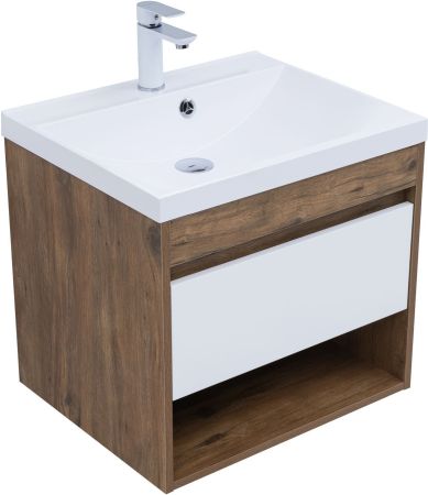 Тумба под раковину Aquanet Тренд 60 дуб рустикальный/белый сатин