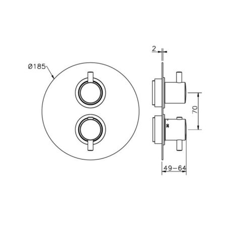Смеситель для душа, Cisal, Less New, тип регулирования воды-термостатический картридж, тип установки-встраиваемый, внутренняя часть-необходимо заказать, цвет-хром, артикул LN01820021