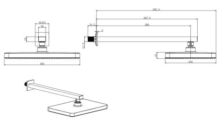 Верхний душ настенный 305х205мм AQUATEK, матовый черный AQ2081MB, артикул AQ2081MB