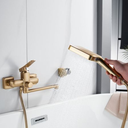 Смеситель для ванны Shevanik S9902G, золотой сатин, артикул S9902G