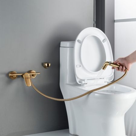 Гигиенический душ со смесителем Shevanik S4705G-1, золотой сатин