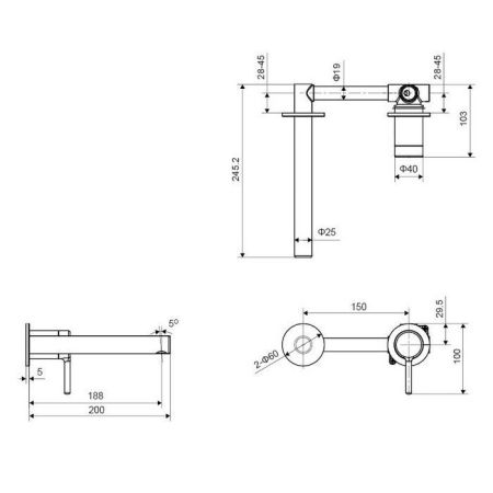 Смеситель для умывальника скрытого монтажа EXCELLENT Pi AREX.1214GL (золото), артикул AREX.1214GL