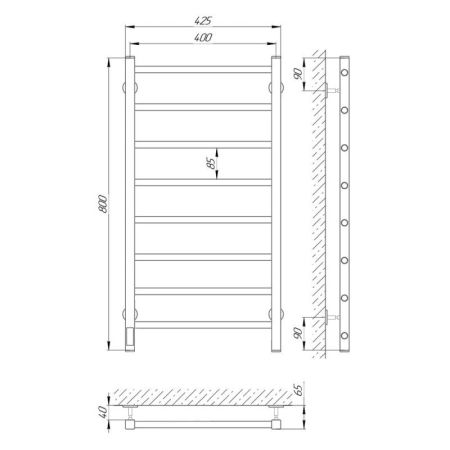 Полотенцесушитель электро "Феличия ЧК8 400х800", белый муар, левый, артикул 73207589