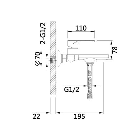 Смеситель для ванны D-Lin D130377-A, черный