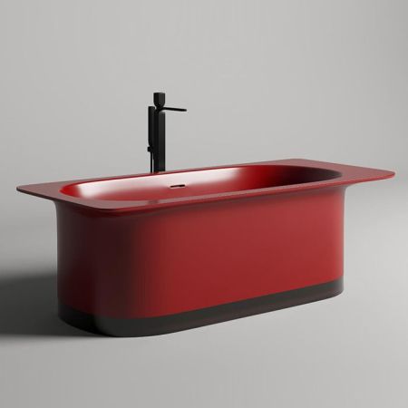 Salini NINFEA Ванна отдельностоящая 1800х820х575мм, донный клапан, сифон, интегр. слив-перелив, мат-л: S-stone -матовый; фурн-ра и ванна цвет RAL3002, артикул 102721MRFRAL3002