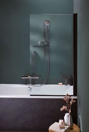 Шторка на ванну Jacob Delafon Struktura 80x140 E6D042-BLV профиль Черный стекло прозрачное, артикул E6D042-BLV