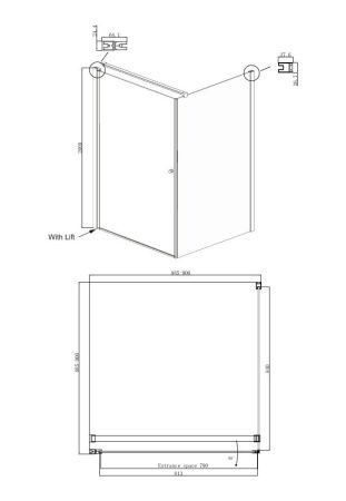 Душевой уголок Ambassador Nord 13011103-ST5, квадратный, линейный трап, 90х90