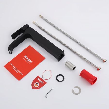 Смеситель для раковины высокий Raglo R02.15.06, черный, артикул R02.15.06