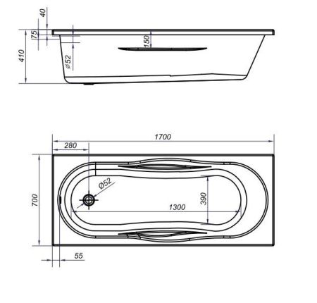 Ванна прямоугольная MITO GREEN 170x70 (63379), артикул 63379