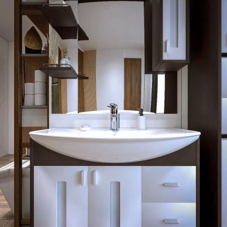 Комплект мебели для ванной Бриклаер БАЛИ 85RV, венге/белый, артикул БАЛИ 85RV