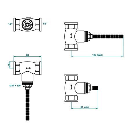 THG General items Встраиваемая  часть вентиля 1/2" на гор. воду, закр. вправо, артикул G00-A00-30/HA