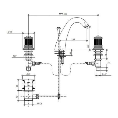 Bongio Impero Смеситель для раковины, цвет хром/Swarovski -синий/красный, артикул 06501CR00