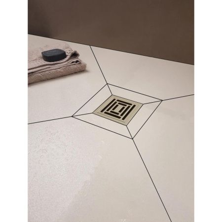 Трап BERGES водосток PLATZ Uno 100х100, матовый хром, S-сифон D50 H60 боковой