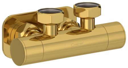 Вентиль, Сунержа, EU50, 2 х НГ G 3/4" / 2 х НГ G 3/4", угловой, скрытый, материал-нержавеющая сталь, цвет-золото