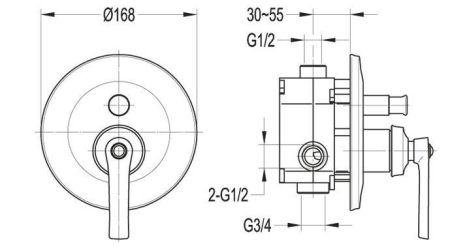 Встраиваемый двухпозиционный смеситель CEZARES LIBERTY-F-VDIM-01, артикул LIBERTY-F-VDIM-01