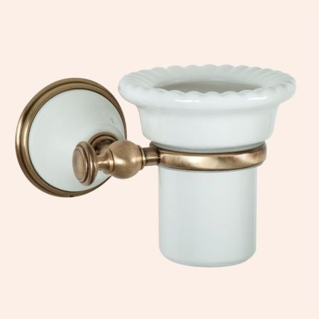 TW Harmony 109, подвесной cтакан, керамический (белый), цвет держателя: белый/бронза, артикул TWHA109bi/br