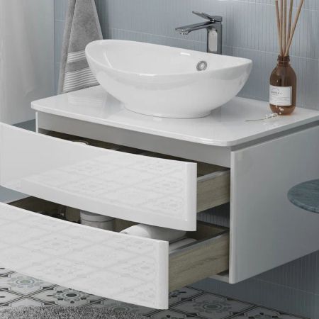 Тумба с раковиной подвесная Velvex Luna tp.LUN.80.2Y, 80 см, артикул tp-LUN-80-2Y-com