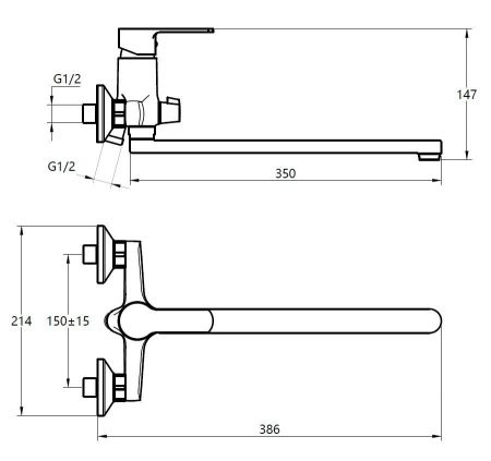 Смеситель Drop для ванны., с изл. 325 мм, с акс., артикул: DP31, артикул DP31