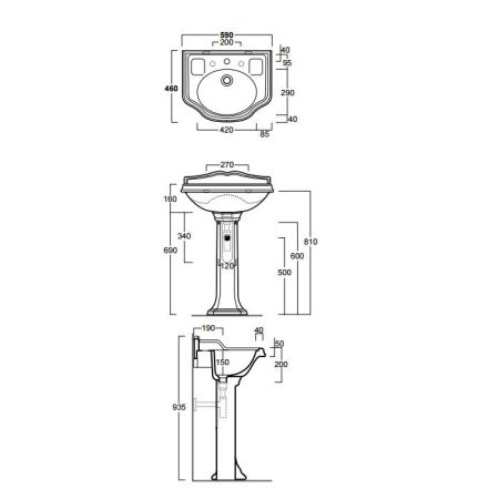 SIMAS Arcade Раковина со спинкой 59х46см с 1 отв. под смеситель, цвет белый