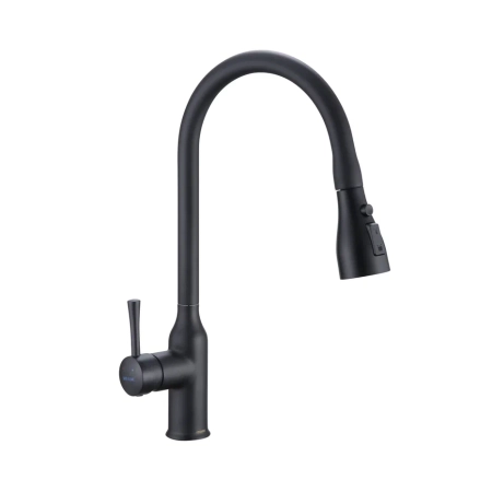 Смеситель для кухни с выдвижным изливом Shevanik S163H, черный, артикул S163H