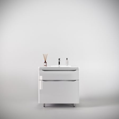 Тумба напольная "Марелла 80" (2 ящ.) Люкс антискрейтч белый глянец, PLUS, артикул СС-00002402