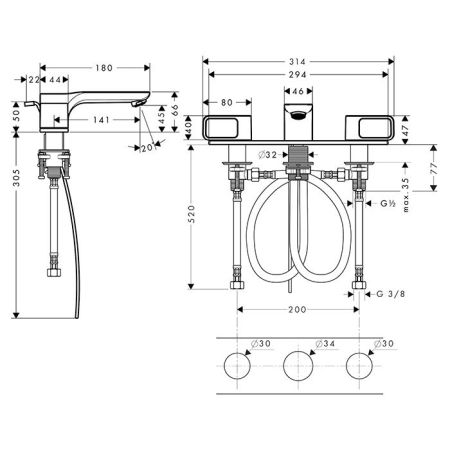 AX Urquiola Смеситель для раковины , цвет шлифованная бронза