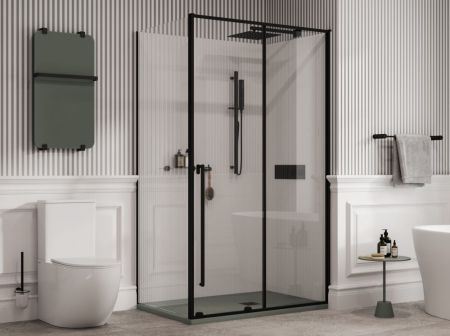 Душевой уголок Allen Brau Fantasy 120x90 3.11006.31 + 3.11013.31 черный матовый, артикул 3.11006.31 + 3.11013.31