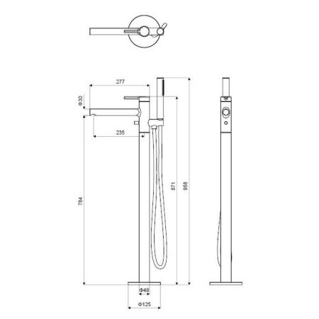 Смеситель для ванны отдельностоящий EXCELLENT Pi AREX.1255BL (черный мат), артикул AREX.1255BL