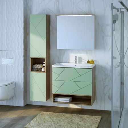 Зеркальный шкаф Бриклаер КРИСТАЛЛ 75 см, дуб гранж песочный, артикул 4627125417238