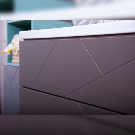 Тумба с раковиной и нишей Бриклаер КРИСТАЛЛ 60, графит/муссон, артикул КРИСТАЛЛ 60