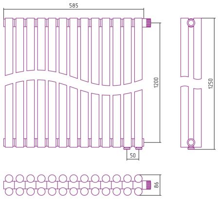Отопительный радиатор ЭСТЕТ-11 н/ж EU50 1200х585 / 13 сек (Белый), артикул 12-0312-1213