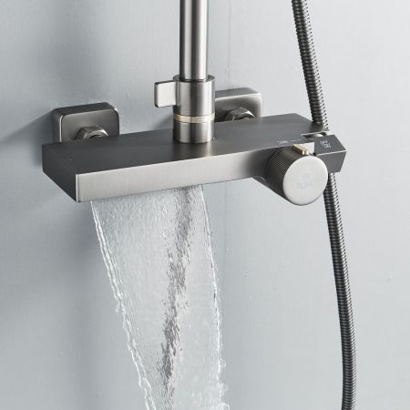 Душевая система с термостатом Rose R1896T-6, пепельный, артикул R1896T-6