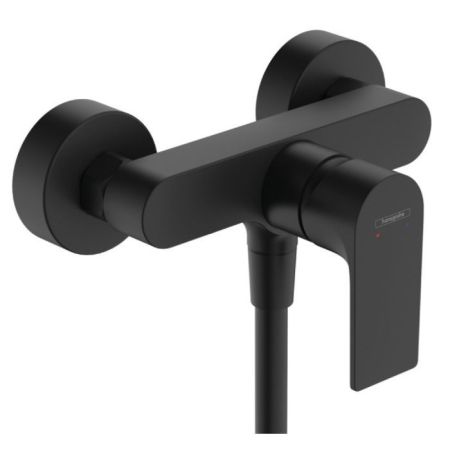 Смеситель для душа, Hansgrohe, Rebris E, тип открывания воды-однорычажный, тип регулирования воды-керамический картридж, монтаж-настенный, отверстия для монтажа-2, цвет-черный матовый, артикул 72650670