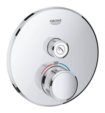 Внешняя часть термостатического смесителя на 1 выход GROHE Grohtherm SmartControl, хром (29118000)