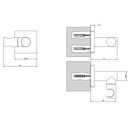 GESSI Rilievo Держатель для душевой лейки поворотный, цвет: nero XL
