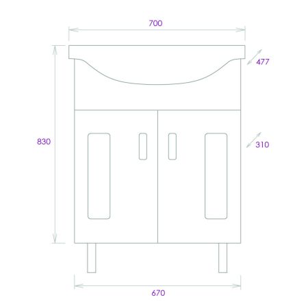 Тумба Onika Кристалл 70 напольная, белая (ум. Erica 70), артикул 107024